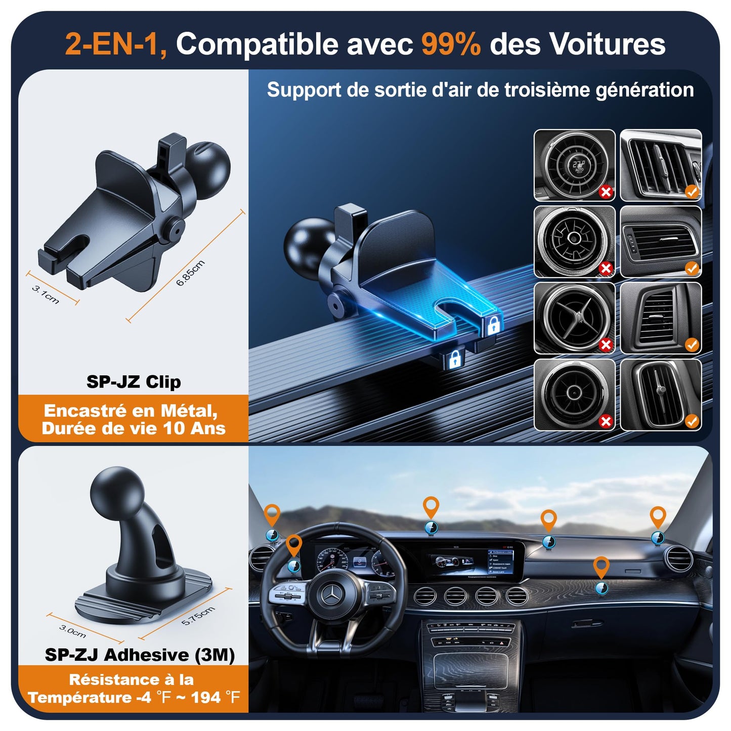 Auckly 15W Chargeur Support Voiture INDUCTION,【Chargeur QC3.0】Support Telephone Voiture Induction Magnétique sans fil porte Telephone pour iPhone 15/14/13/12 Pro/Max/Mini/Plus Samsung S24 Ultra S23 S22