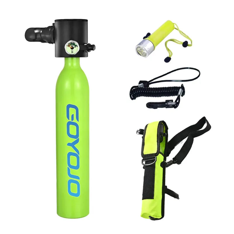 kit plongée avec réservoir d'oxygène portable de 0,5l.